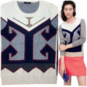 J.Crew Aztec Colobrock Intarsia Cashmere/Wool Blend Sweater - SMALL - Academia